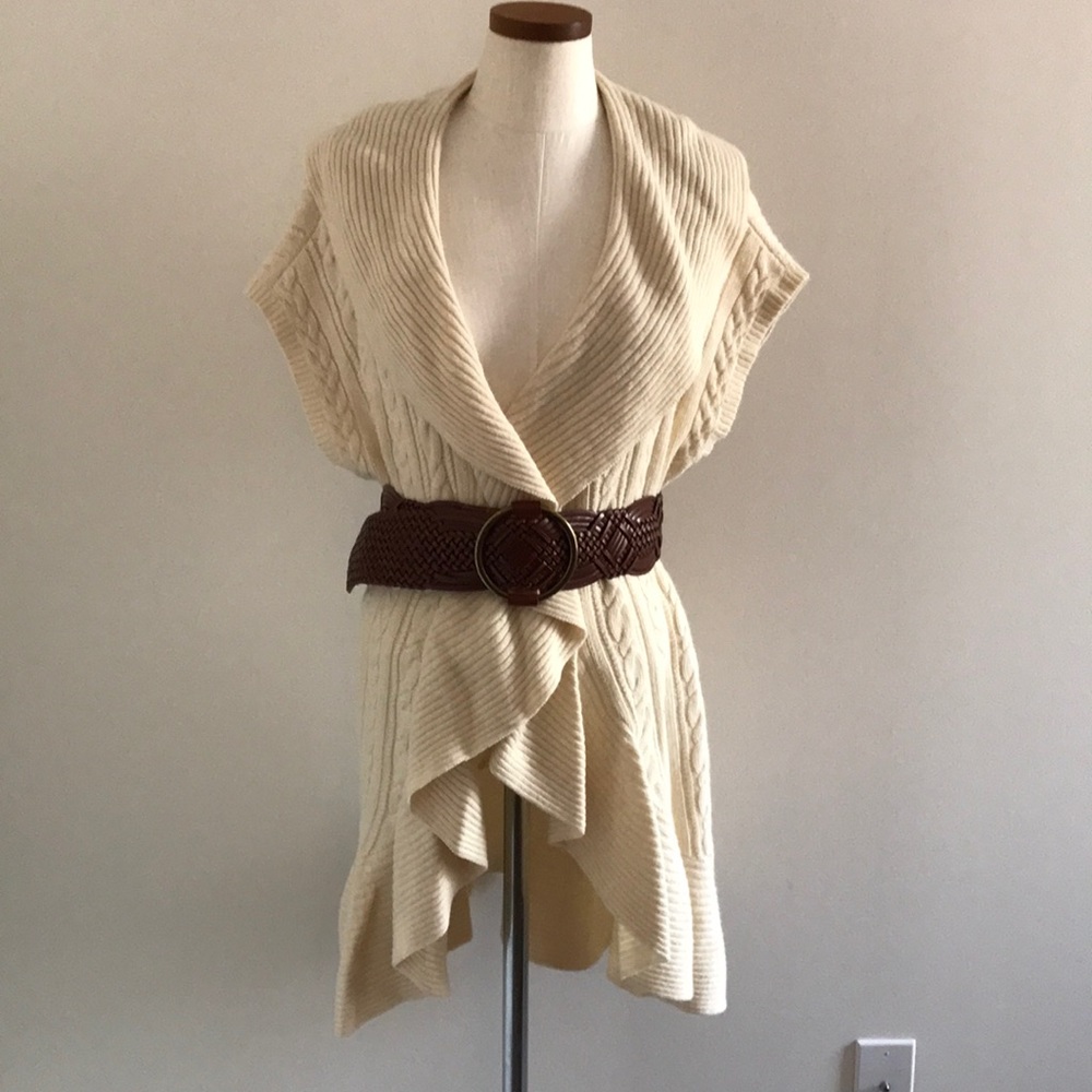 NWT oversized shawl collar open cascade cardigan